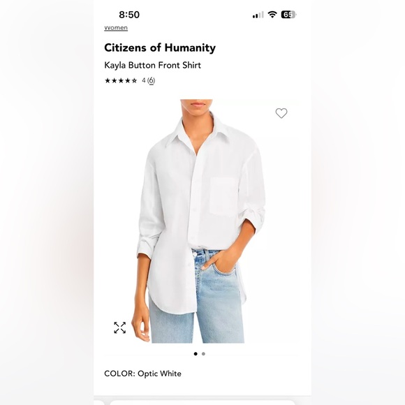 Citizens of Humanity kayla white poplin oversized button down white nwt small - Picture 1 of 8
